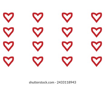  Collection of love heart symbol icons. love illustration set with colors black and red and outline vector hearts.