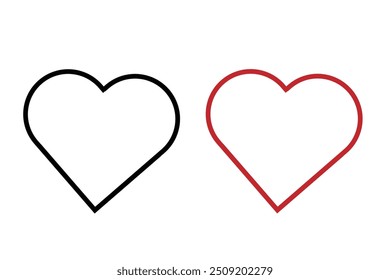 Collection of Love Heart Symbol Icons . hearts Set Outline Vector 