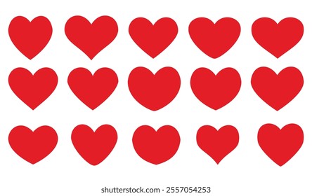 Collection of Love Heart Symbol Icons, Heart, love, romance or valentine's day red heart. Heart vector,
 love shape Isolated on white background. Love Illustration Set white background.