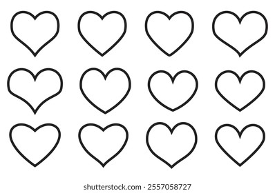 Collection of Love Heart Symbol Icons . Love Illustration Set, Heart vector icons. Set of love symbols transparent background.
heart icons, concept of love, linear icons thin grey line