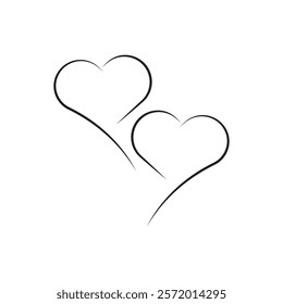 Collection of Love Heart Symbol Icons . Love Illustration Set with Solid and Outline Vector Hearts.