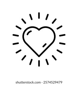 Collection of Love Heart Symbol Icons. Love Illustration Set with Solid Vector Heart and Outline. Can be edited and color-replaced. On a blank background