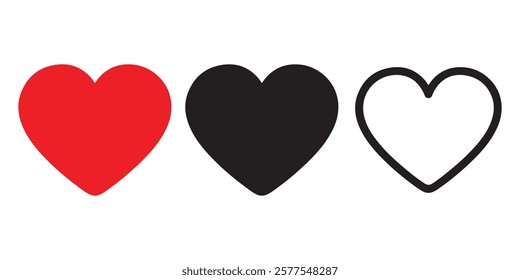 Collection of Love Heart Symbol Icons .heart love icon set for happy valentines day celebration or Wishlist icon for web, app and UI design element