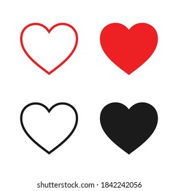 Collection of love icon, symbol of love flat style design isolated on blank background.