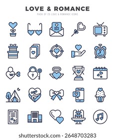Coleção de Amor e Romance 25 Two Color Icons Pack.