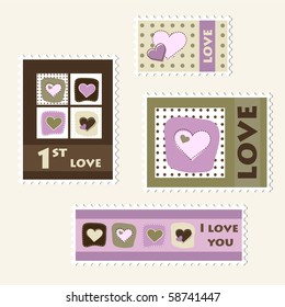 Collection of love stamps, vector