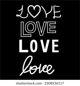 Collection of love text illustration vector