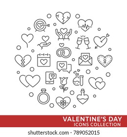 Collection of love thin line icons