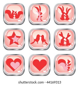 Collection of love valentine's button set on white background