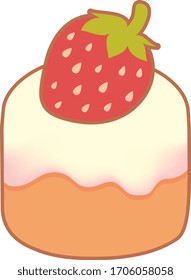Collection of lovely baby bakery food doodle icon, cute cake with creamy and adorable  sweet strawberry  in childlike manga cartoon isolated on white - Vector file EPS10