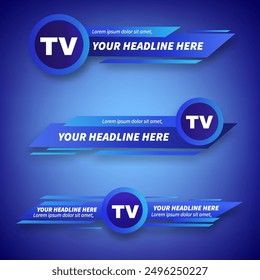 Collection of lower third banner information blue color vector