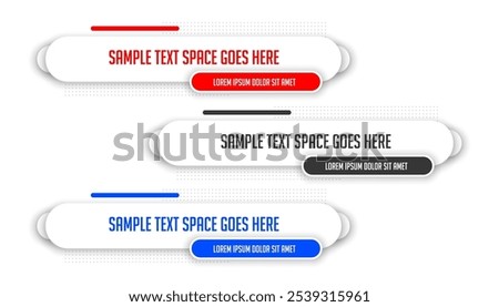 collection of lower third text bar banner for tv channel vector