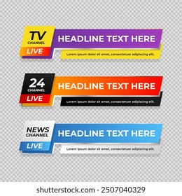 Collection of lower third for video editing, tv banner, broadcasting, football and media channel