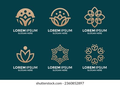 collection of luxurious and elegant flower logos