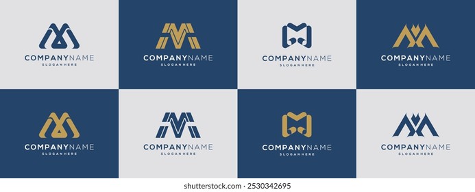 Colección de lujosas ideas de Vector de logotipo de letra M. Plantilla de iconos basada en diseño de Premium.	