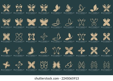 collection luxury butterfly logo design inspiration minimalist butterfly concept gold color design