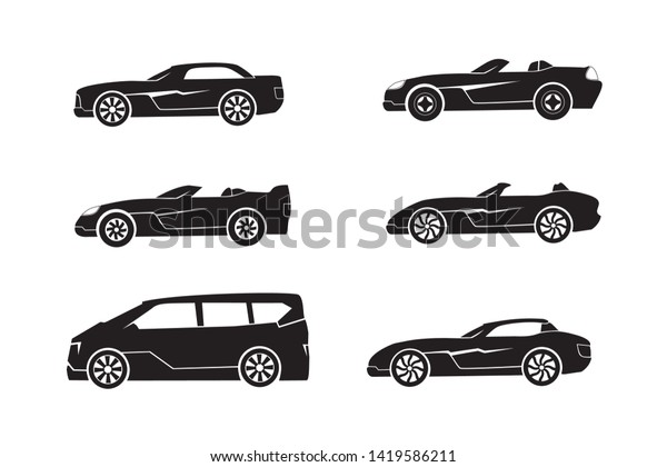 \
Collection of luxury car icon vector, cars\
symbol illustration design, modern and futuristic car icons, in\
white background