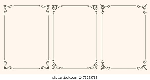 Collection of luxury frames, borders and corners with ornate swirls. Vintage frames for certificate, wedding invitation, letterhead, menu.