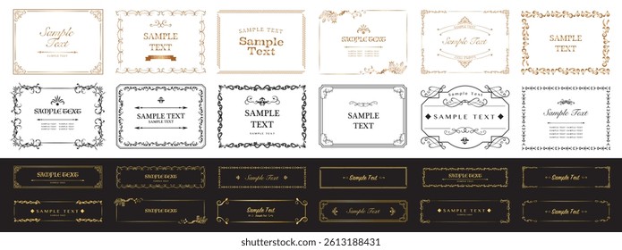 Collection of luxury frames and borders. Vintage decorative ornament design elements, vector typographic illustration. Labels and badges, retro ribbons, luxury fancy logo symbols,