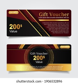 Collection of luxury gift cards and invitations with elegant gold element decoration. Vector layout design template can use for company business voucher, ticket, coupon shop in holiday