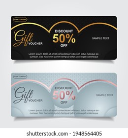 Collection of luxury gift cards and invitations with elegant gold element decoration. Vector layout design template can use for web banner, company business voucher, ticket, coupon shop in holiday