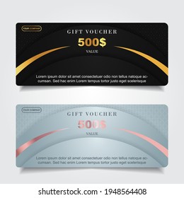 Collection of luxury gift cards and invitations with elegant gold element decoration. Vector layout design template can use for web banner, company business voucher, ticket, coupon shop in holiday