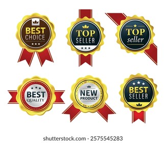 collection of Luxury gold badges and labels premium quality product illustration