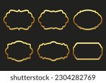 Collection of luxury gold curly frames for text, labels. Templates, icons, vector