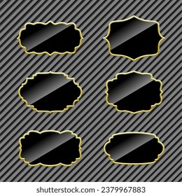 Collection of luxury gold curly frames for text, labels. Templates, icons, vector
