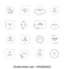 Collection of luxury identity designs. Floral frames and borders. Minimal design. Vector illustration.