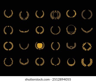 Collection of luxury Laurel wreath icon or symbols vector editable file.