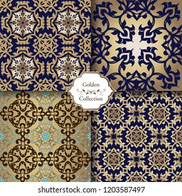Collection of Luxury Seamless Patterns_Floral pattern. Wallpaper baroque. Golden vintage design elements. Elegant Decorative ornament for wallpaper, fabric, paper, invitation
