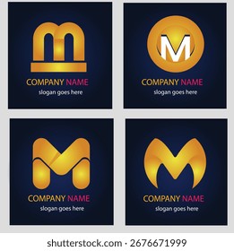 
Coleção, logotipo M, organizado em um design elegante
