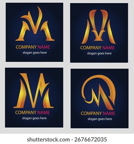
Colección, logotipo M, arreglado en un diseño elegante