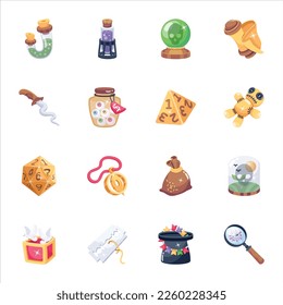 Collection of Magic Tools 2D Icons 


