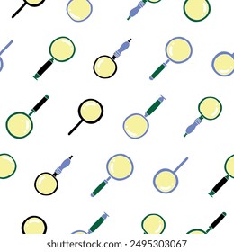 Collection of Magnifying Glass Vector Seamless Pattern illustration Design