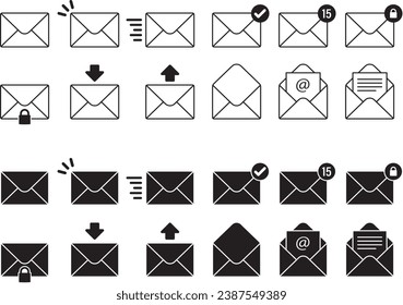 Colección de ilustraciones de iconos de correo