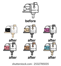 colección de buzones de varios colores en diseño plano
