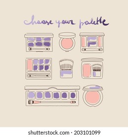 collection of make up and cosmetics illustration vector eps 10