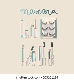collection of make up and cosmetics illustration vector eps 10