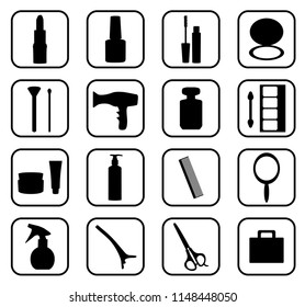 Collection makeup icons and hairdresser accessories vector