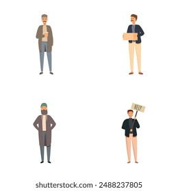 Collection of male characters with various expressions and poses on a white background