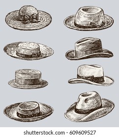 Collection of the male and female hats