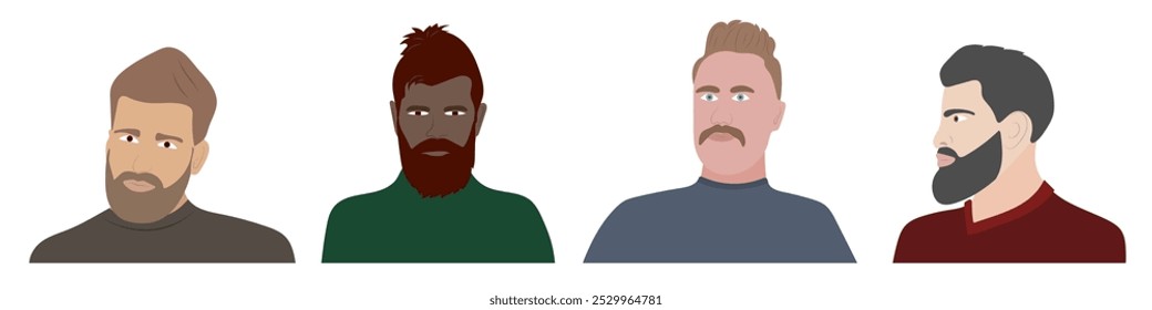 Coleção de penteados masculinos e barbas - Arte vetorial de estilos de higiene e tendências