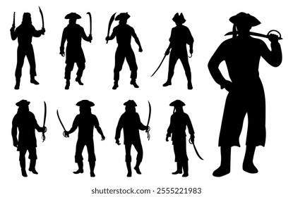 Collection of Male Pirate Silhouettes