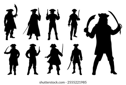Collection of Male Pirate Silhouettes