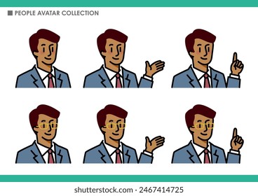 Collection of male poses. Business scene.