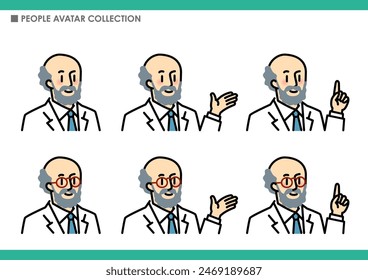 Collection of male poses. Doctor. Scientist.