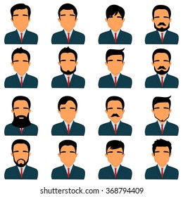 Collection of man avatars with various hairstyles