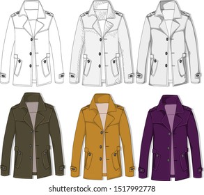 Collection of man business jackets. Different color combinations. Vector illustration.